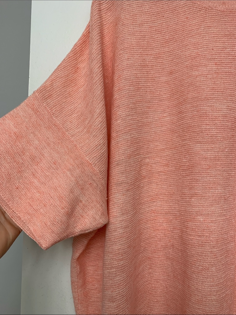 Eileen Fisher Peach Knit Crewneck Top XL 100 percent organic linen. New. - Picture 2 of 9